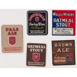 Beer labels, Wells & Winch Ltd, Biggleswade, a collection of 5 vertical rectangular beer labels,