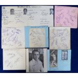 Cricket autographs, selection of 8 signed album pages, mostly 1950's, some with pictures added &