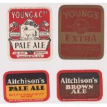 Beer labels, Young's, Wandsworth, 4 rectangular labels, Brown Ale (one matt, one shiny), Extra &