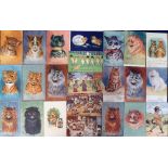 Postcards, Louis Wain, approx. 68 cards, illustrated by Louis Wain, of dressed animals (cats,