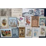 Postcards & Greetings cards, 23 cards, mainly Military opening Christmas cards inc. BEF 1918,