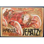 Postcard, Advertising, Motoring, Belgian art deco advert card for Senatzy Tyres of Brussels (vg)