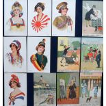 Postcards, a good subject selection of 36 cards, all in sets of 6 inc. 'The Allies', 6 glamour cards