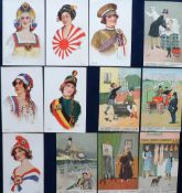 Postcards, a good subject selection of 36 cards, all in sets of 6 inc. 'The Allies', 6 glamour cards