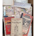 Maps, approx. 100 UK and foreign maps 1920s onwards, many featuring Southern England, (