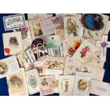 Greetings Cards, approx. 50 late 19th/early 20thC cards to include die cut, deckle edged, lace,