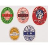 Beer labels, a selection of 5 vertical ovals, F.H.B.Co Ltd, Family Ale (96mm high) (gd/vg), Blatch'