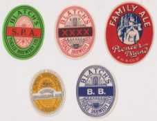 Beer labels, a selection of 5 vertical ovals, F.H.B.Co Ltd, Family Ale (96mm high) (gd/vg), Blatch'