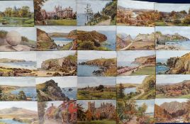 Postcards, a UK illustrated topographical collection of approx. 100 cards by A.R Quinton inc. scenic