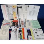 Football programmes, a collection of approx. 600 team sheets, reserve and Youth team games, mostly