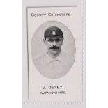 Cigarette card, Taddy, County Cricketers, Warwickshire, type card, J. Devey (vg) (1)