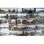 Postcards, a home counties mix of 38 cards from Berks, Hants and Surrey inc. RPs of Eversley Common,