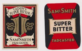 Beer labels, Samuel Smith, Tadcaster, 2 vertical rectangular labels for Super Bitter & Taddy's Super