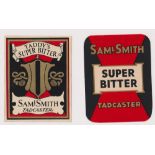 Beer labels, Samuel Smith, Tadcaster, 2 vertical rectangular labels for Super Bitter & Taddy's Super