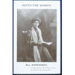 Postcard, Suffragettes, Mrs Pankhurst, b/w by WSPU, with ink message to reverse 'Cowardy Cowardy