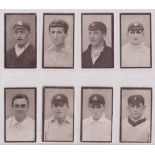 Cigarette cards, Hill's, Famous Cricketers Series (Blue back), 8 cards, nos 1, 2, 4, 17, 19 (