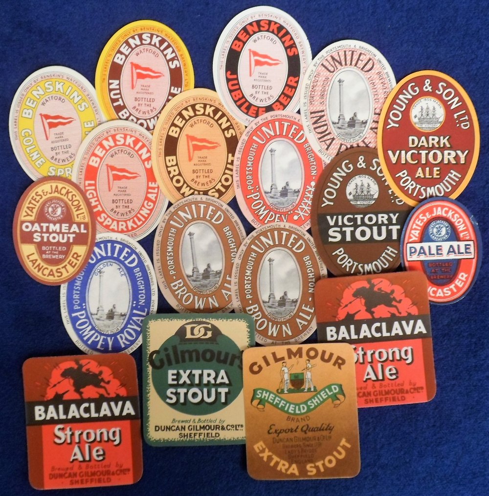 Beer labels, a selection of 18 labels, mostly vertical ovals, Benskin's Watford, (5), Portsmouth &