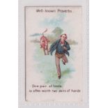 Cigarette card, Newbegin, Well Known Proverbs, type card, 'One pair of heels is often worth two