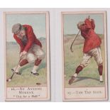 Cigarette cards, Cope's, Cope's Golfers, two cards, no 16 'An Anxious Moment' & no 17 'The Tee Shot'