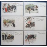 Postcards, Comic, a set of 6 motoring comic cards illustrated by Arthur Moreland series 233 A-F