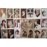 Postcards, Cinema, selection, 60+ cards, all Actresses from the silent/early period, RP's &