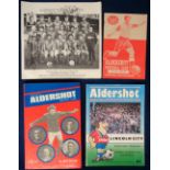 Football, Aldershot FC, 4 items, book 'The History of Aldershot FC 1926-1975 by Jack Rowlin, 1st