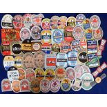 Beer labels, a mixed selection of 57 labels, and 4 stoppers, various shapes and sizes with slight