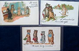 Postcards, Wain, a selection of 3 Louis Wain illustrated Tuck published cards, 'Write Away' series