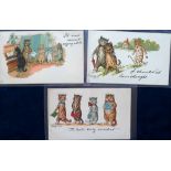 Postcards, Wain, a selection of 3 Louis Wain illustrated Tuck published cards, 'Write Away' series