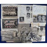 Football autographs, a collection of signed exercise book pages, many on team group and magazine and