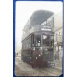 Postcard, Lancashire, RP close-up of Nelson Tram (corner rounding and toning to reverse, fair) (1)