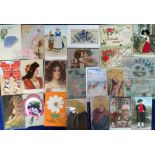 Postcards, a mixed collection of approx. 85 novelty cards inc. applique, glass eyes, celluloid,