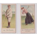 Cigarette cards, Cope's, Cope's Golfers, two cards, no 44 'The Parson' & no 45 'The Elegancies of