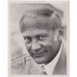 Autograph, a 10" x 8" portrait photograph of Buzz Aldrin, dedicated to Mel and signed 'Buzz