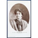 Postcard, Suffragettes, RP, oval portrait of Mrs Pankhurst, by Jacolette (vg) (1)