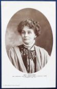 Postcard, Suffragettes, RP, oval portrait of Mrs Pankhurst, by Jacolette (vg) (1)