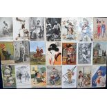 Postcards, selection, approx. 40 cards inc. Barnum & Bailey Circus chromo Advert, Circus