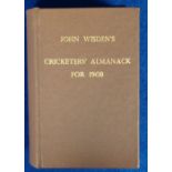 Cricket, John Wisden's Cricketers' Almanac for 1908, has been rebound in brown coloured hard cover