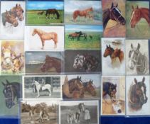 Postcards, a collection of approx. 150 cards of horses, inc. RPs (social history), artists include