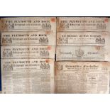 Newspapers, 12 19thC newspapers dating from 1812 to 1861 from the Plymouth area to include The