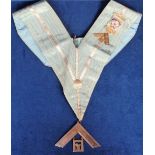 Masonic, collar (Toye Kenning Spencer Ltd.) with silver collar jewels weighing approx. 85g and apron