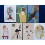 Postcards, Kirchner, a selection of 7 early Art Deco period glamour cards illustrated by Raphael