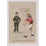 Cigarette card, Nathan's, Comical Military & Naval Pictures (White border), type card 'Calling out