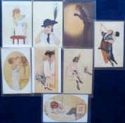 Postcards, Kirchner, a mixed selection of 8 early Art Deco period glamour cards illustrated by