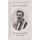 Cigarette card, Taddy, County Cricketers, type card, Mr. A.E. Lawton, Derbyshire (vg)