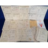 Cricket Score cards, a collection of 55+ score cards, mostly involving Lancashire from 1924-1948