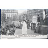 Postcard, Suffragette, a printed card of Miss C Pankhurst at Trafalgar Square inviting the