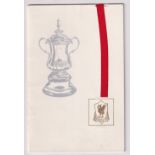 Football memorabilia, Liverpool FC, FA Cup Winners 1974 celebration dinner itinerary card booklet