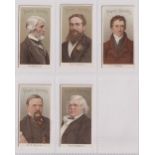 Cigarette cards, Player's, Famous Authors & Poets (Wide), 5 cards, Carlyle, Tom Hood, Lamb, G.A.