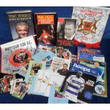 Football autographs, a selection of signed items, including programmes, cards, magazine cuttings,